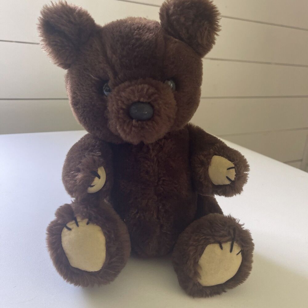 Vintage Dakin Teddy Bear Plush Stuffed Animal Dark Brown Jointed 1981 Korea